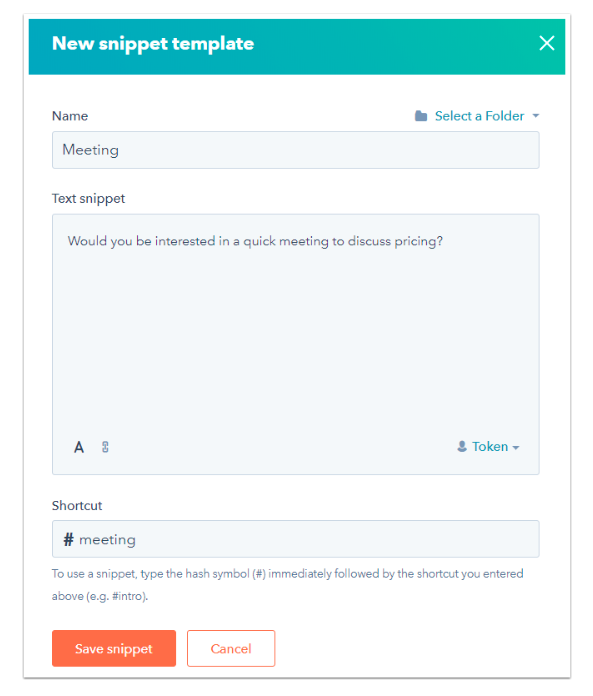 HubSpot email snippets for sales teams