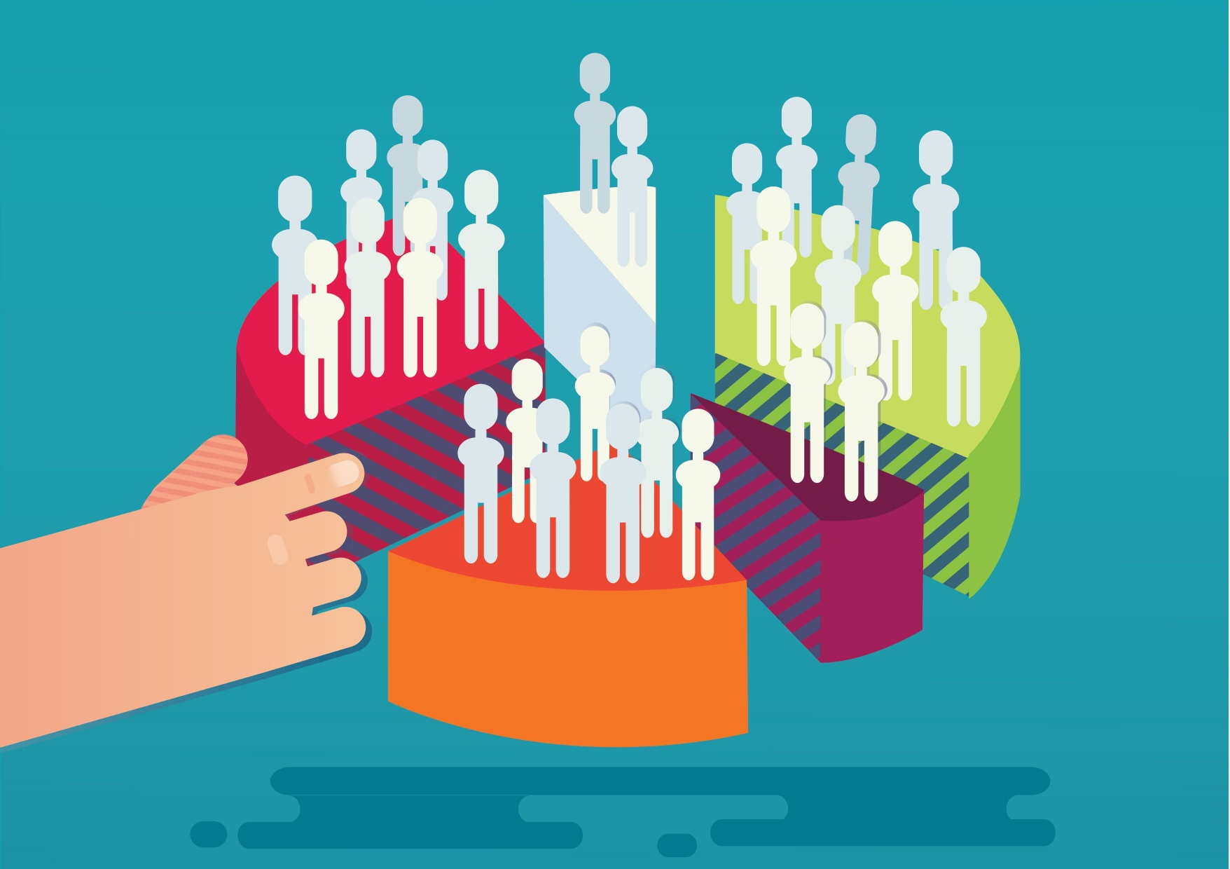 segmentation in marketing concept on a pie chart